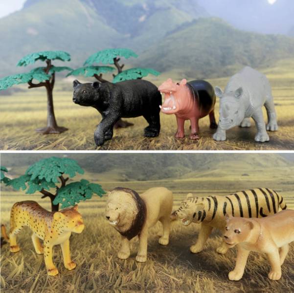 TERRA 叢林世界(情境桶) 野生動物,老虎公仔,長頸鹿公仔,可愛大象
