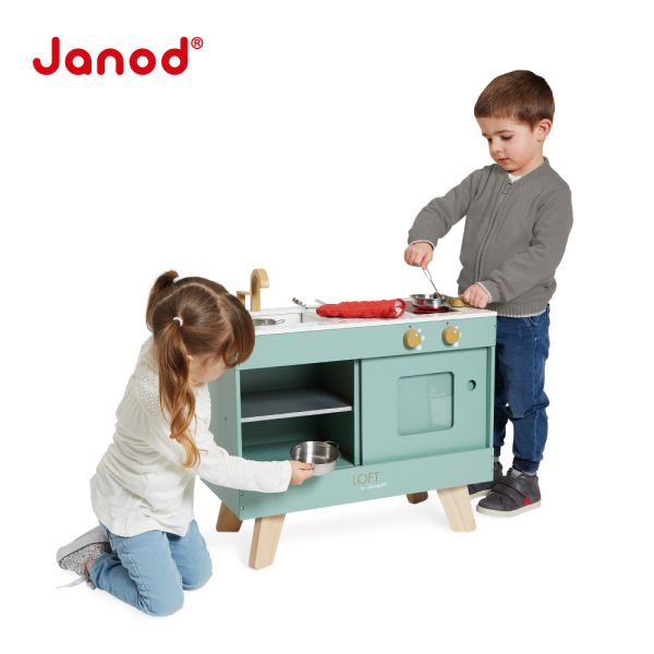 【法國Janod】妙廚師好料理-復古開放式廚具組 兒童廚房,