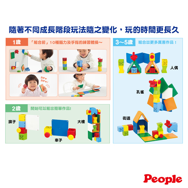日本People 益智磁性積木BASIC系列 - 1歲的積木組合 磁性積木,聲音積木,益智磁性積木
