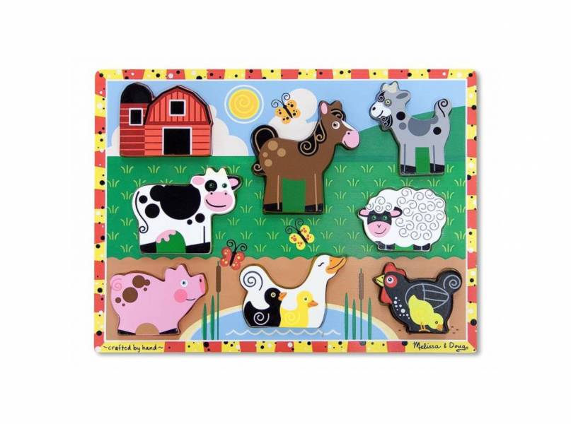 美國Melissa & Doug厚片拼圖-農場動物 Melissa & Doug,厚片拼圖,農場動物,上和勤,教具廠商,育心幼教社