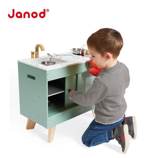 【法國Janod】妙廚師好料理-復古開放式廚具組 兒童廚房,