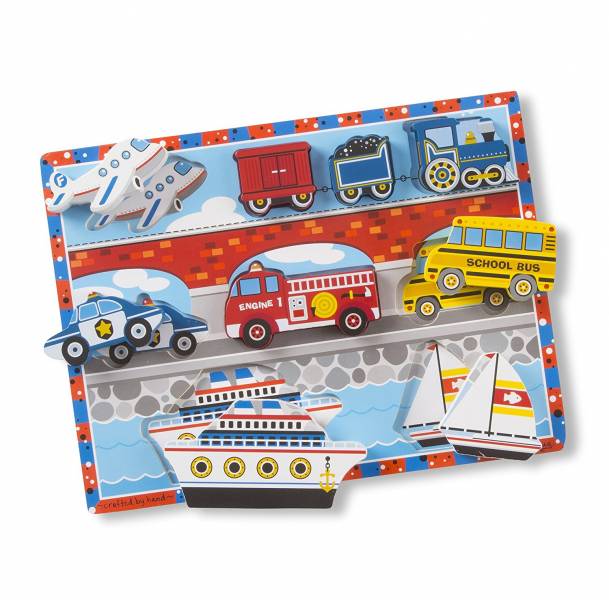 美國Melissa & Doug厚片拼圖-海洋交通工具 美國Melissa & Doug,厚片拼圖,陸海空交通工具