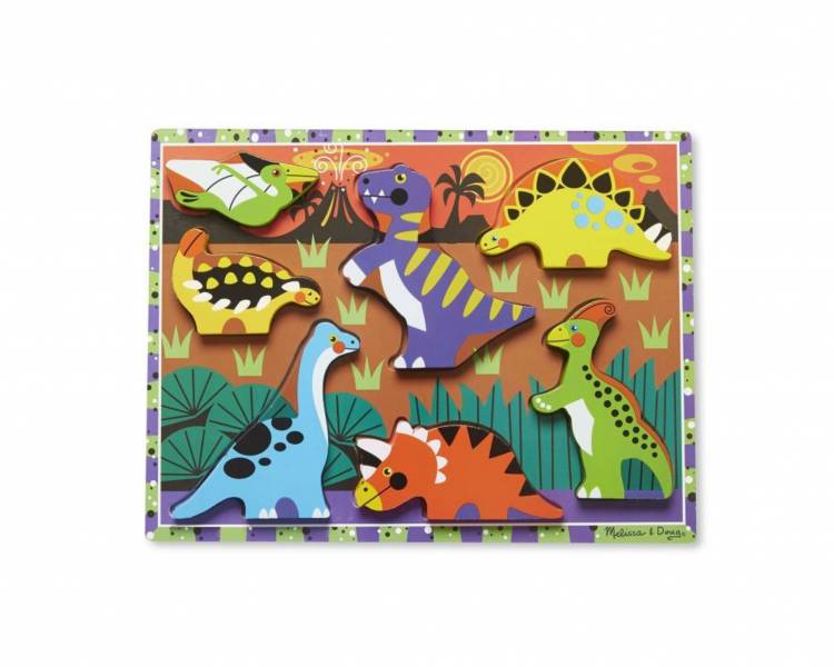 美國Melissa & Doug厚片拼圖-恐龍 Melissa & Doug,厚片拼圖,恐龍,上和勤,教具廠商,育心幼教社