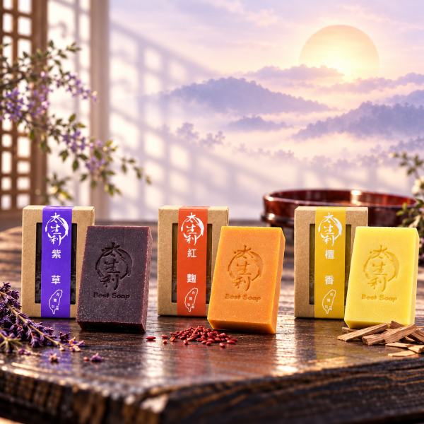 【太生利】L.紫氣東來手工皂三入組-紫草/紅麴/檀香 太生利,冷製皂,手工皂,紫草,紅麴,檀香,劉虹儀