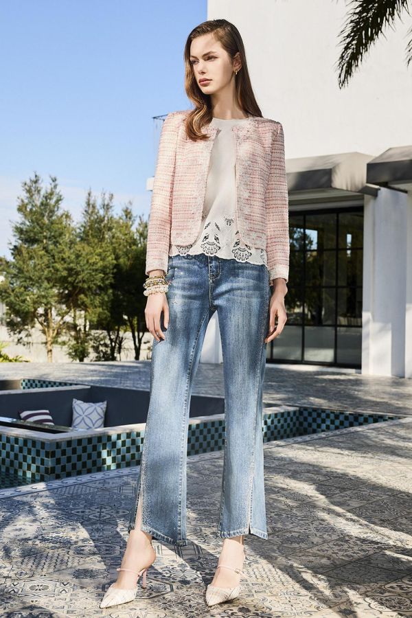 下襬鏤空繡花寬版T恤 