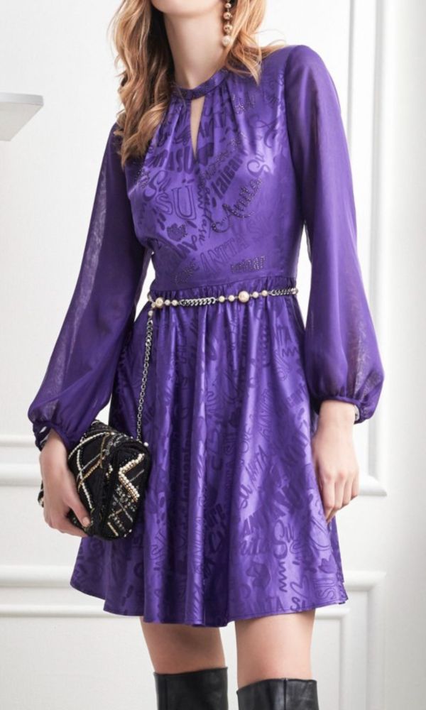 紫色緹花洋裝 
