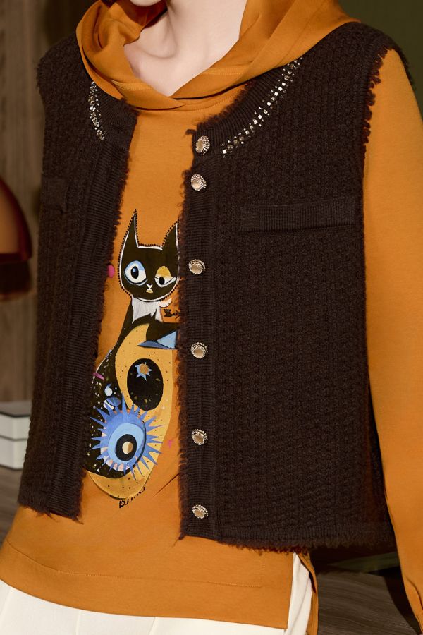 貓彩繪連帽上衣 