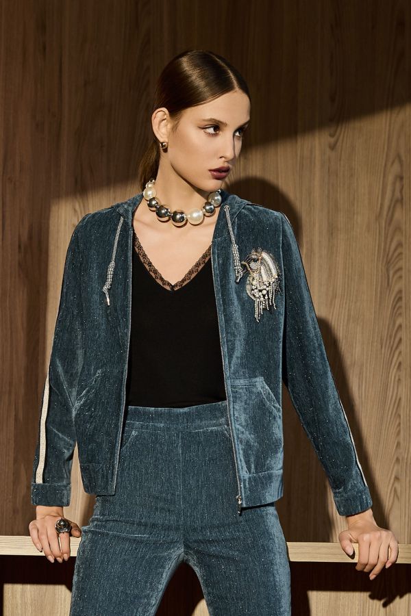 金蔥燈心絨連帽外套 