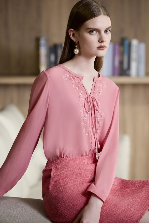 小香風花紗套裝裙 