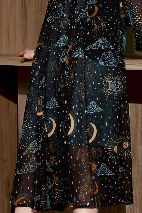 星空透膚襯衫洋裝 