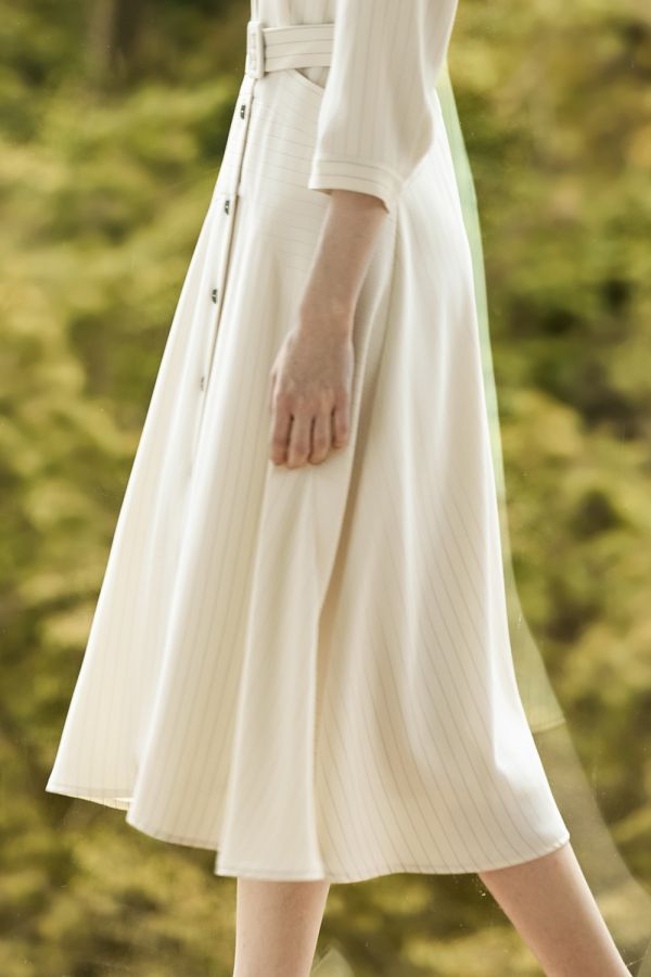 條紋洋裝(附腰帶) 