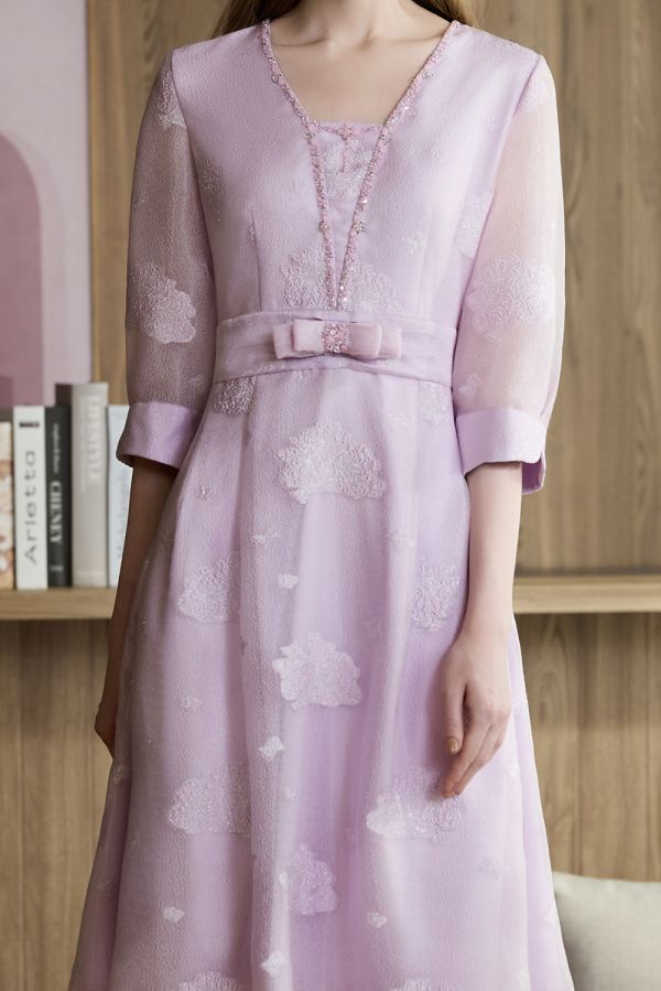 蝴蝶結收腰洋裝 