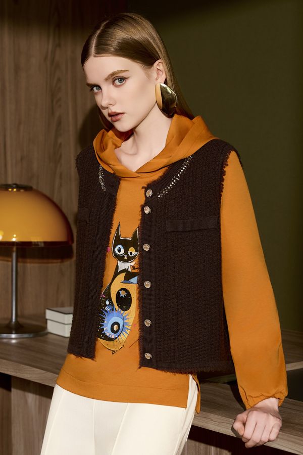 貓彩繪連帽上衣 