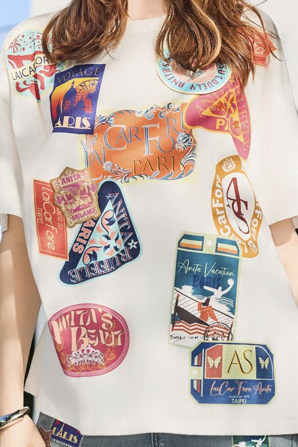 復古標誌印花T恤 