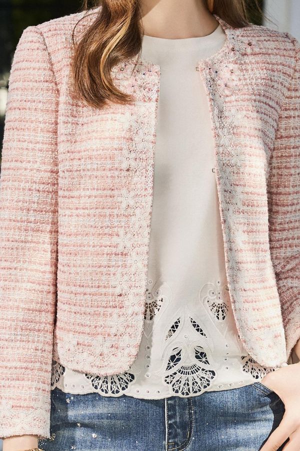 花紗蕾絲套裝外套 