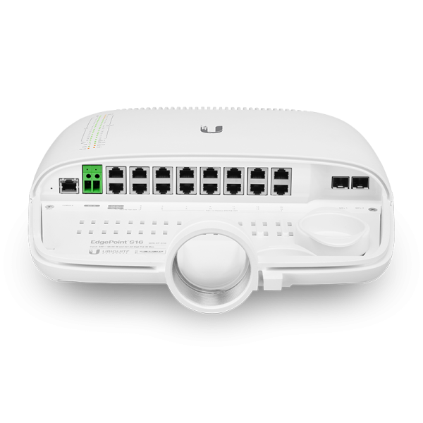 EdgePoint S16 EP-S16, EdgePoint, Ubiquiti, UISP, 戶外交換器, PoE Switch, 電信級設備, SFP+, 10G 光纖, 塔頂佈線, WISP 基地台, 防水交換器, 16 埠 PoE, 網路基礎設施, 負載平衡