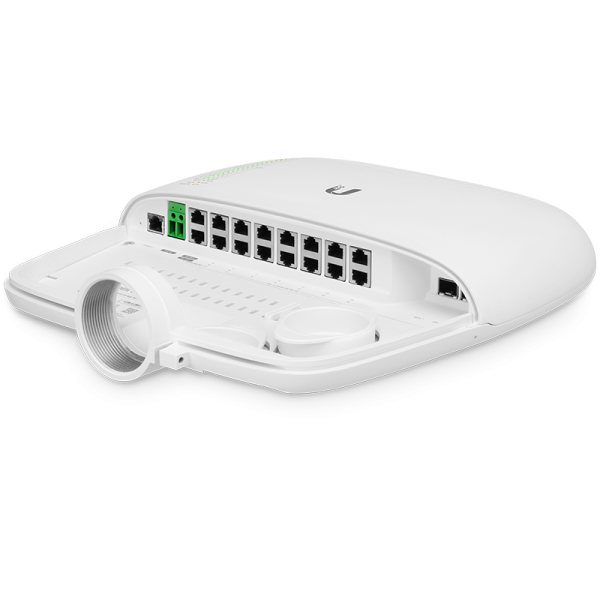 EdgePoint S16 EP-S16, EdgePoint, Ubiquiti, UISP, 戶外交換器, PoE Switch, 電信級設備, SFP+, 10G 光纖, 塔頂佈線, WISP 基地台, 防水交換器, 16 埠 PoE, 網路基礎設施, 負載平衡