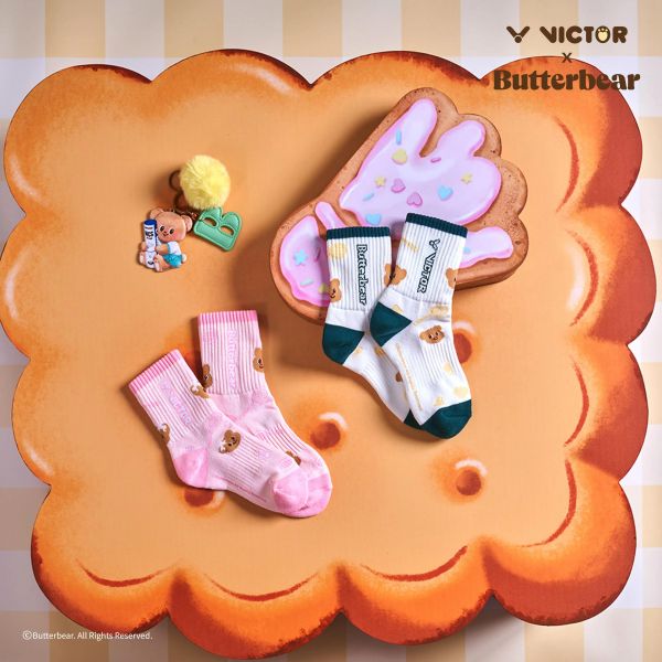 VICTOR x Butterbear 奶油小熊聯名系列運動女襪(中筒) SK2606BTB I VICTOR x Butterbear,奶油小熊,聯名系列,運動女襪(中筒),SK2606BTB