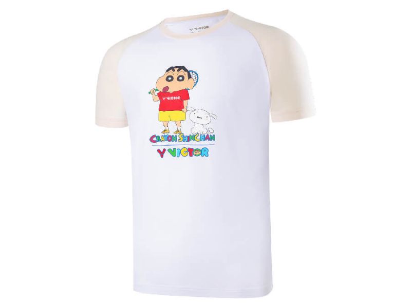 VICTOR X CRAYON SHINCHAN 蠟筆小新  聯名 聯名T恤 T-401CS L 暖白 VICTOR X CRAYON SHINCHAN,蠟筆小新,聯名,聯名T恤,T-401CS L