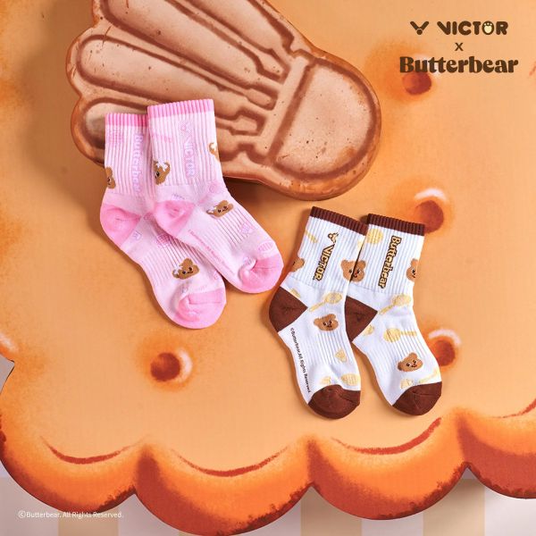 VICTOR x Butterbear 奶油小熊聯名系列運動童襪(中筒) SK2607JRBTB I/W VICTOR x Butterbear,奶油小熊,聯名系列,運動童襪(中筒),SK2607JRBTB