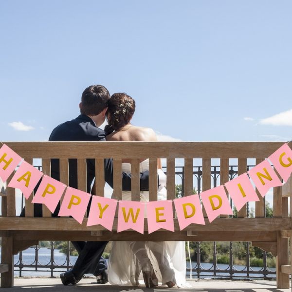 HAPPY WEDDING燙金掛旗 HAPPY WEDDING掛旗