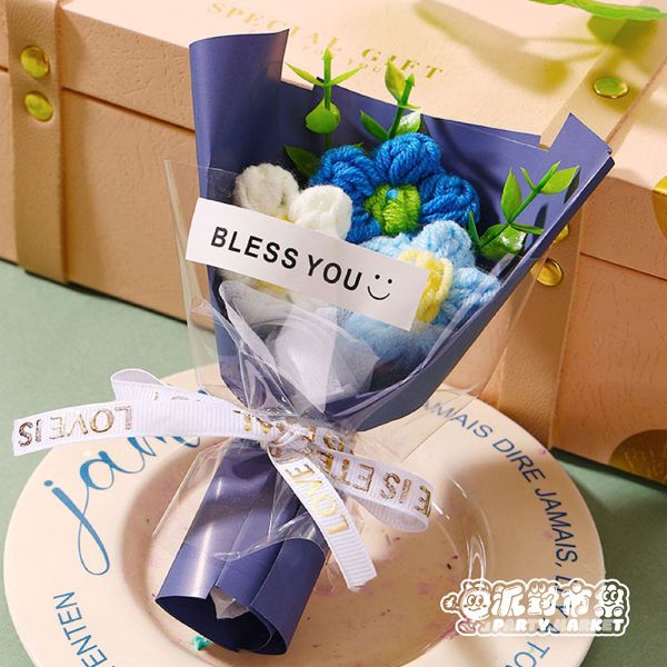 編織泡芙小花束 編織花束,毛線花朵,畢業花束,編織花,毛線花,針織花,鉤針花,聖誕節,情人節