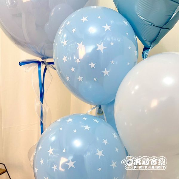【空飄】天藍色星光波波球串 空飄氣球,生日氣球,生日佈置,氣球佈置,氦氣氣球,求婚佈置,告白氣球,婚禮佈置,週歲佈置,性別派對