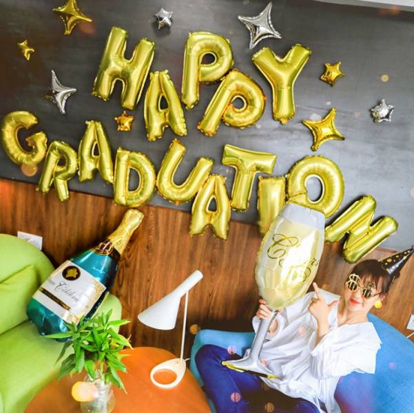 Happy Graduation畢業快樂香檳酒杯套餐 畢業氣球