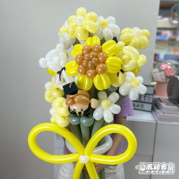 【畢業季】澎派畢業・向日黃 氣球花束,韓式氣球,畢業氣球,畢業花束,氣球蛋糕帽,氣球花束台北,畢業花束台北,畢業氣球台北