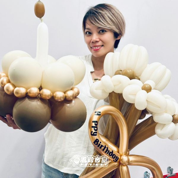 森林款韓系氣球花束組（6朵氣球花束＋蛋糕） 氣球花束,韓國氣球,韓式氣球,生日氣球,生日花束,氣球蛋糕帽,蛋糕帽,造型氣球