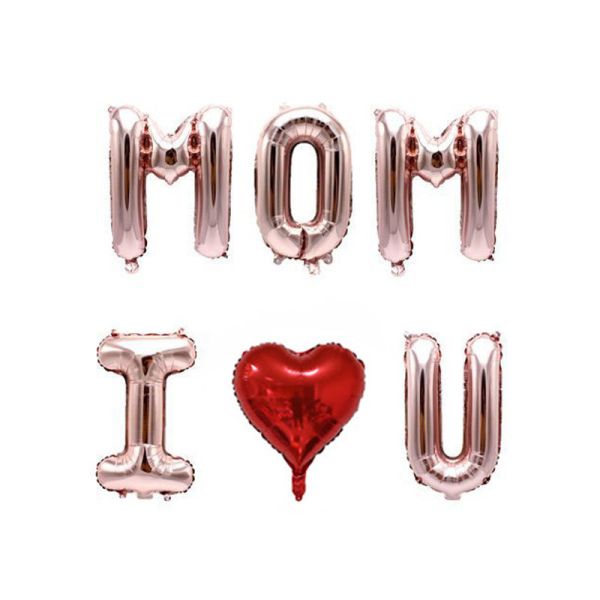 玫瑰金MOM I love U 母親節,母親節布置,母親節氣球,媽媽,母親節禮物,氣球布置,母親節慶祝,媽媽我愛你,康乃馨