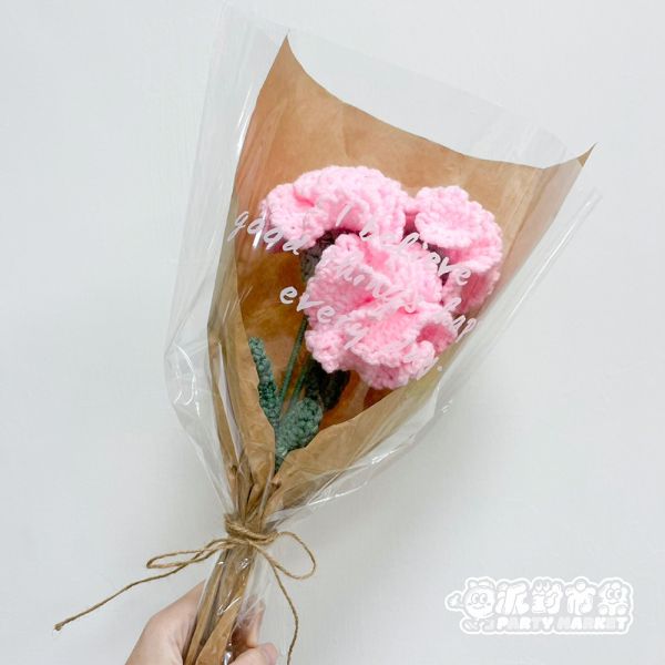 編織康乃馨花束（3朵 / 1朵） 編織花束,毛線花朵,畢業花束,編織花,毛線花,針織花,鉤針花,母親節花束,康乃馨花束,母親節禮物,母親節