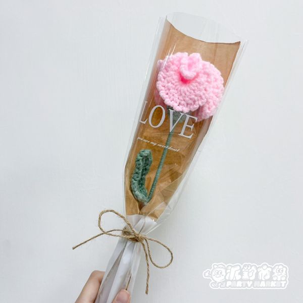 編織康乃馨花束（3朵 / 1朵） 編織花束,毛線花朵,畢業花束,編織花,毛線花,針織花,鉤針花,母親節花束,康乃馨花束,母親節禮物,母親節