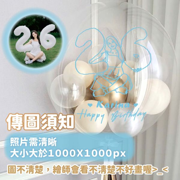 似顏繪波波球中球 波波球,派對氣球,告白氣球,氣球,求婚氣球,派對,派對佈置,生日佈置,性別派對,情人節,畢業氣球,畢業佈置,聖誕氣球,新年佈置,似顏繪波波球,客製化禮物