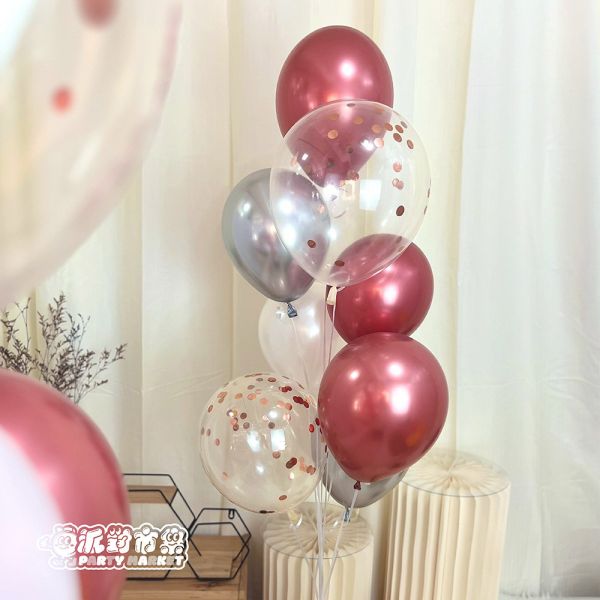 【空飄】泡沫玫瑰金乳膠氣球串 空飄氣球,生日氣球,生日佈置,氣球佈置,氦氣氣球,求婚佈置,告白氣球,婚禮佈置,週歲佈置,性別派對