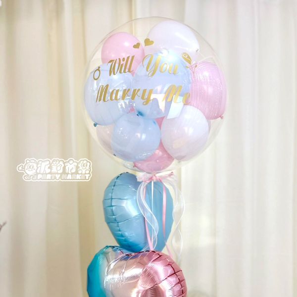 【空飄】求婚藍粉月亮波波球串 空飄氣球,生日氣球,生日佈置,氣球佈置,氦氣氣球,求婚佈置,告白氣球,婚禮佈置,週歲佈置,性別派對