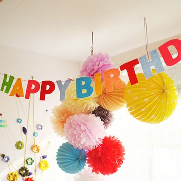 不織布彩色HBD生日掛旗 生日掛旗