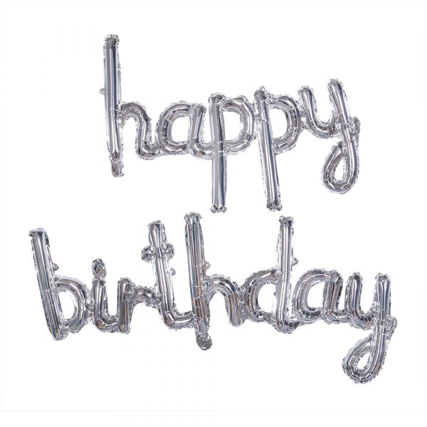 草寫連體生日快樂鋁膜氣球 