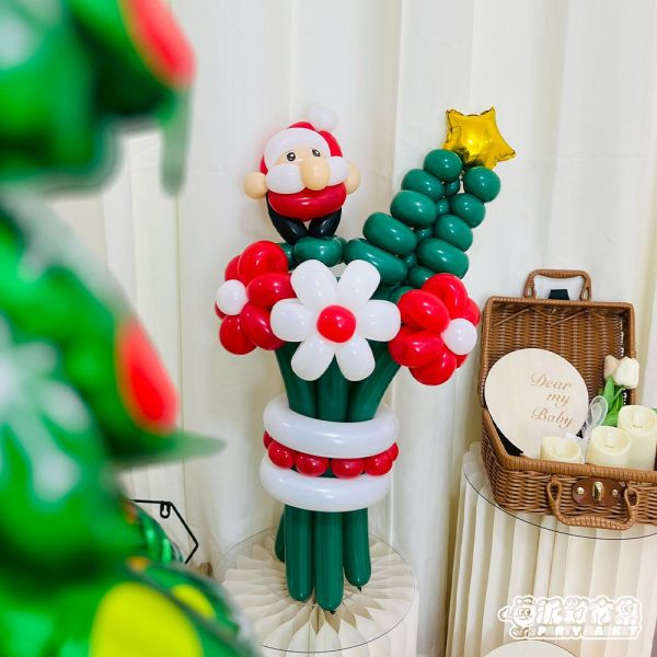 【聖誕節】聖誕老公公氣球花束 韓式氣球花束,氣球花束台北,聖誕氣球花束,聖誕節氣球,聖誕派對佈置,聖誕禮物推薦,聖誕節送禮,聖誕造型氣球,交換禮物,聖誕裝飾氣球