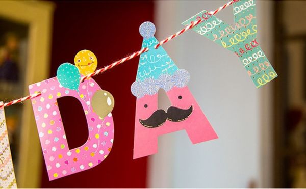 韓國插畫風生日快樂掛旗 韓風生日掛旗