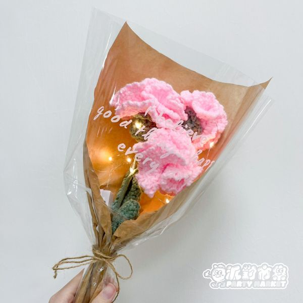 編織康乃馨花束（3朵 / 1朵） 編織花束,毛線花朵,畢業花束,編織花,毛線花,針織花,鉤針花,母親節花束,康乃馨花束,母親節禮物,母親節