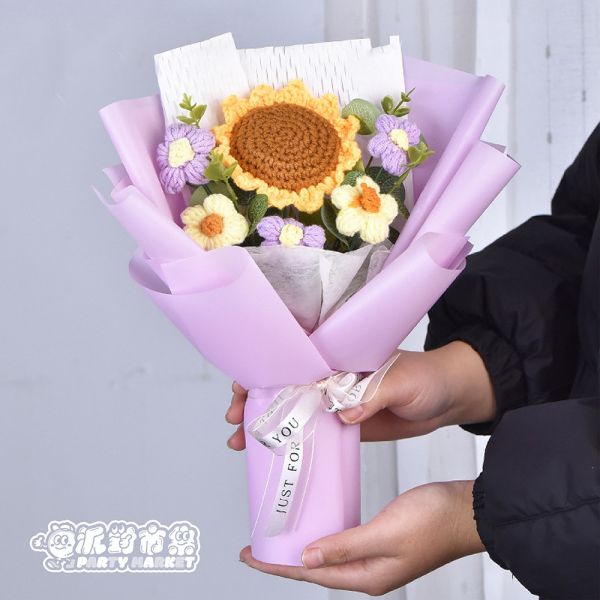 向日葵編織花束（附提袋） 編織花束,毛線花朵,畢業花束,編織花,毛線花,針織花,鉤針花,畢業花束,向日葵花束,畢業禮物