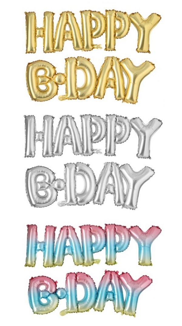 連體HAPPY BDAY生日快樂鋁膜氣球 寶寶週歲