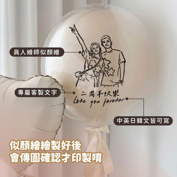 似顏繪波波球中球 波波球,派對氣球,告白氣球,氣球,求婚氣球,派對,派對佈置,生日佈置,性別派對,情人節,畢業氣球,畢業佈置,聖誕氣球,新年佈置,似顏繪波波球,客製化禮物