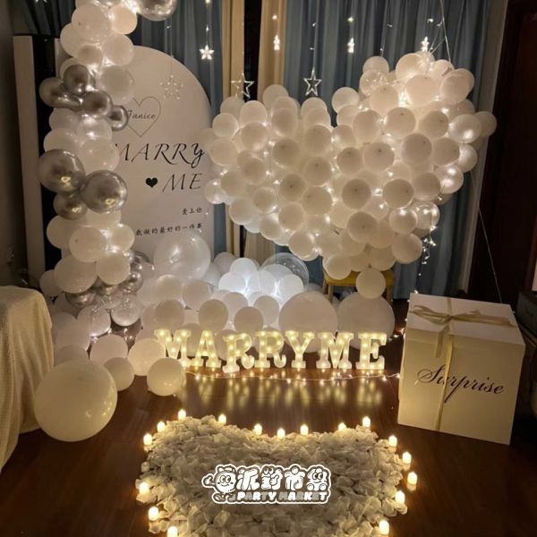 【專人佈置】銀白愛心求婚佈置組 台北佈置,飯店佈置,氣球佈置,生日佈置,告白佈置,求婚氣球推薦,求婚佈置氣球,告白派對氣球,台北氣球派對佈置,台北節慶氣球佈置