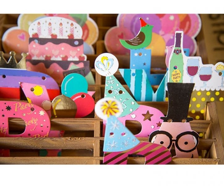 韓國插畫風生日快樂掛旗 韓風生日掛旗