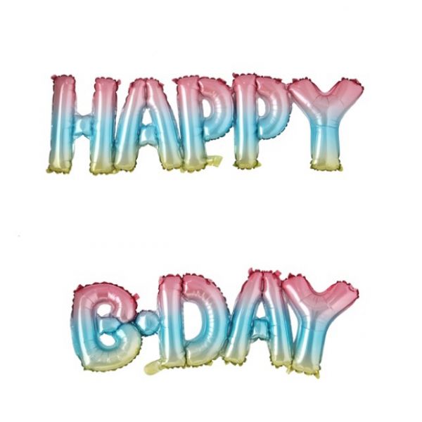 連體HAPPY BDAY生日快樂鋁膜氣球 寶寶週歲