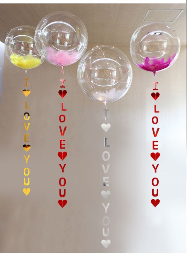 情人節燙金LOVE拉花掛旗 I LOVE YOU拉花掛旗