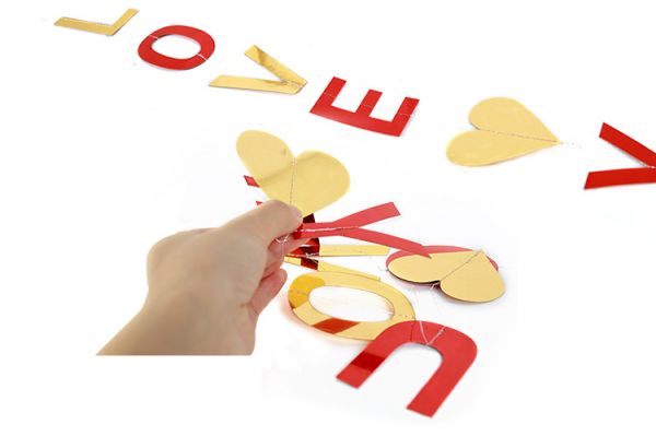 情人節燙金LOVE拉花掛旗 I LOVE YOU拉花掛旗