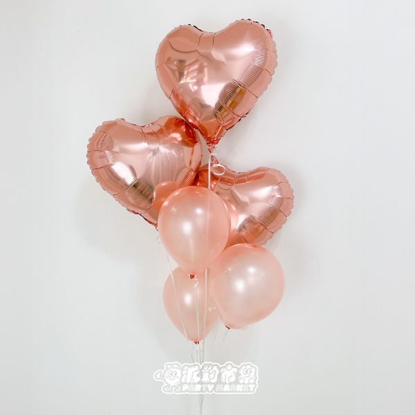 【空飄】玫瑰金愛心氣球串 生日佈置,生日氣球,空飄氣球,台北氣球,求婚佈置,畢業氣球,告白氣球,氣球佈置,活動佈置,新北氣球